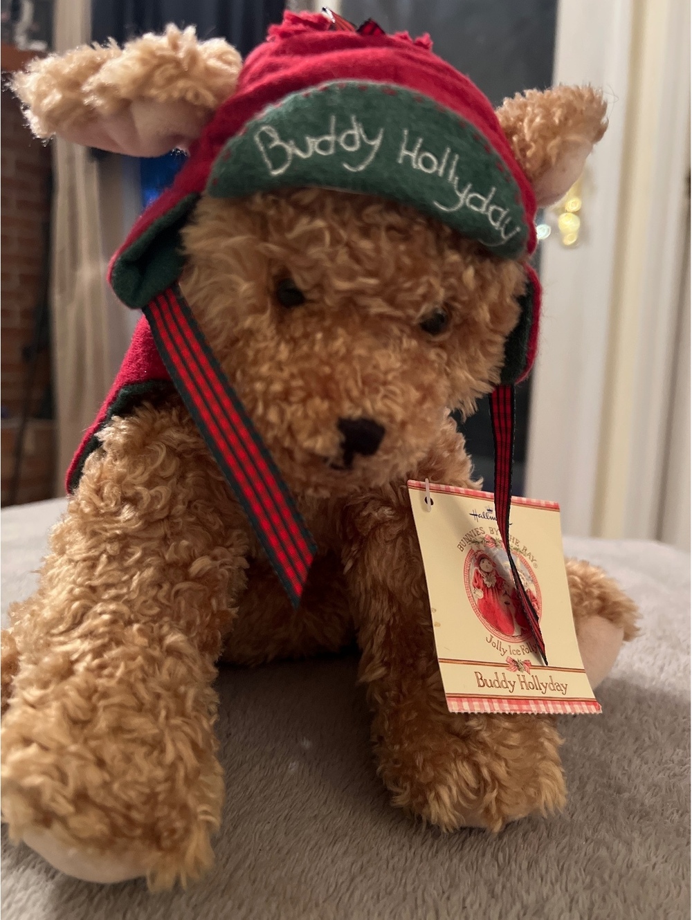 Bunnies By The Bay Buddy Hollyday Plush Bear with Red Hat and Scarf
